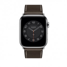 Apple Watch Hermès - 44 mm Simple Tour Boucle Déployante Ébène Barénia Deri