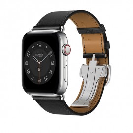 Apple Watch Hermès - 44 mm Simple Tour Boucle Déployante Noir Swift Deri