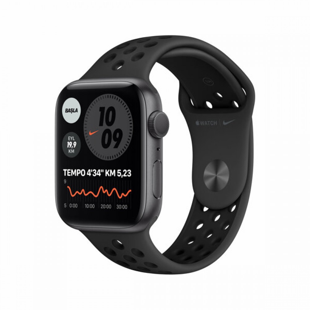 Apple Watch Nike Seri 6 44mm Space Gray Alüminyum Kasa ve Antrasit Spor Kordon