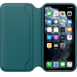 iPhone 11 Pro için Deri Folyo Kılıf - Tavus Kuşu